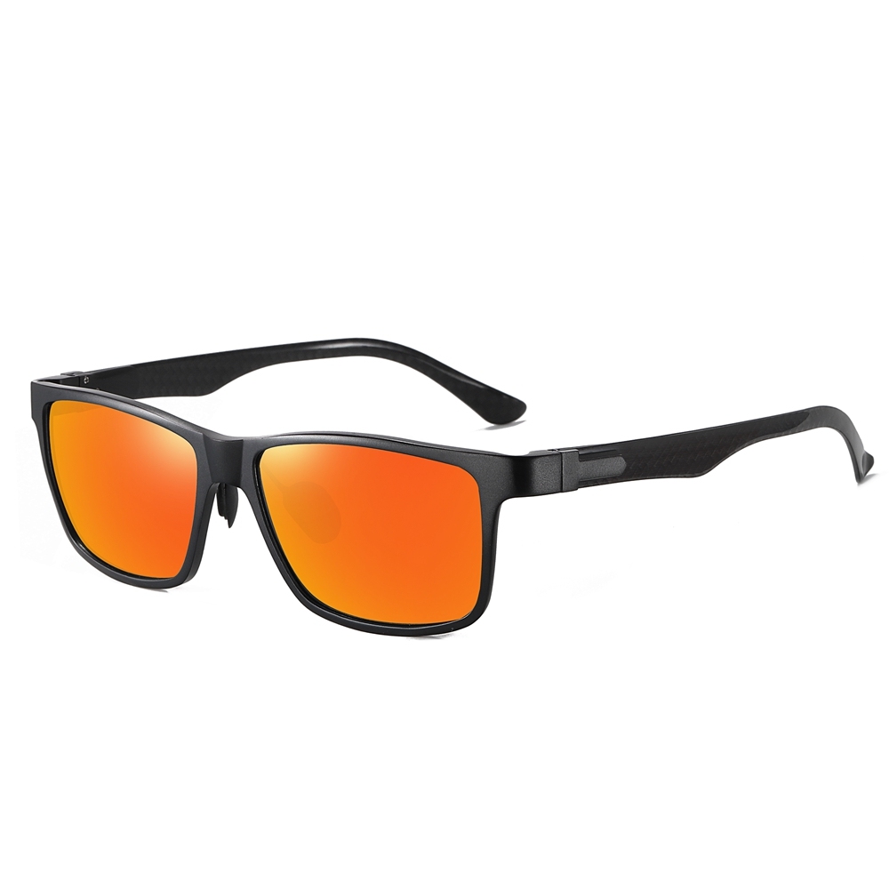 Custom Aluminum Classic Square Sunglasses for Business Men's Luxury Eyewear Manufacturer Polarized Wayfarer Sunglass with Carbon Fiber Temple