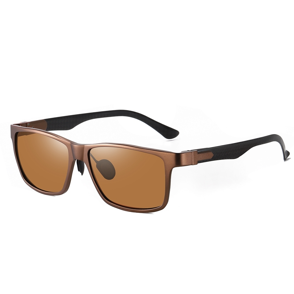 Custom Aluminum Classic Square Sunglasses for Business Men's Luxury Eyewear Manufacturer Polarized Wayfarer Sunglass with Carbon Fiber Temple
