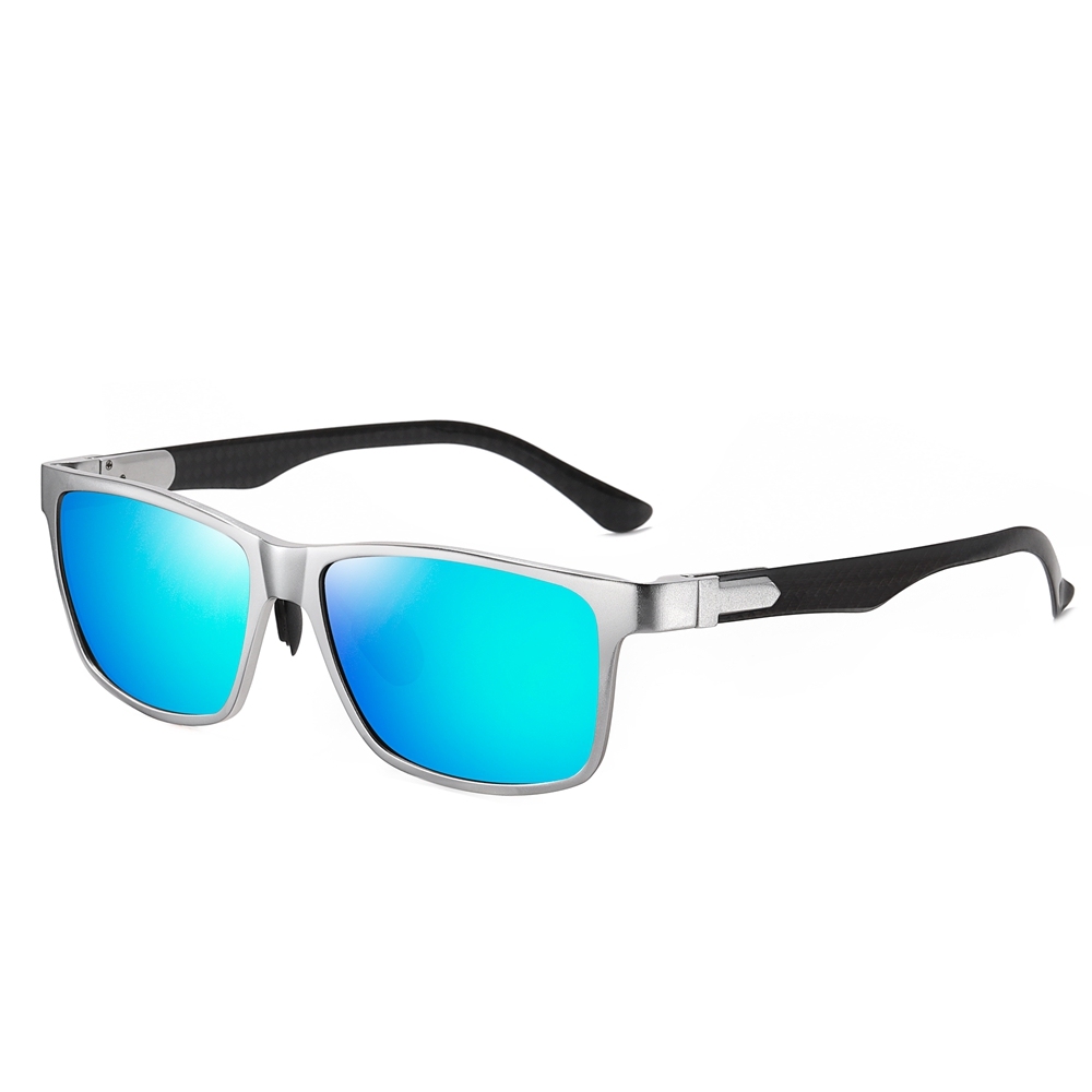 Custom Aluminum Classic Square Sunglasses for Business Men's Luxury Eyewear Manufacturer Polarized Wayfarer Sunglass with Carbon Fiber Temple