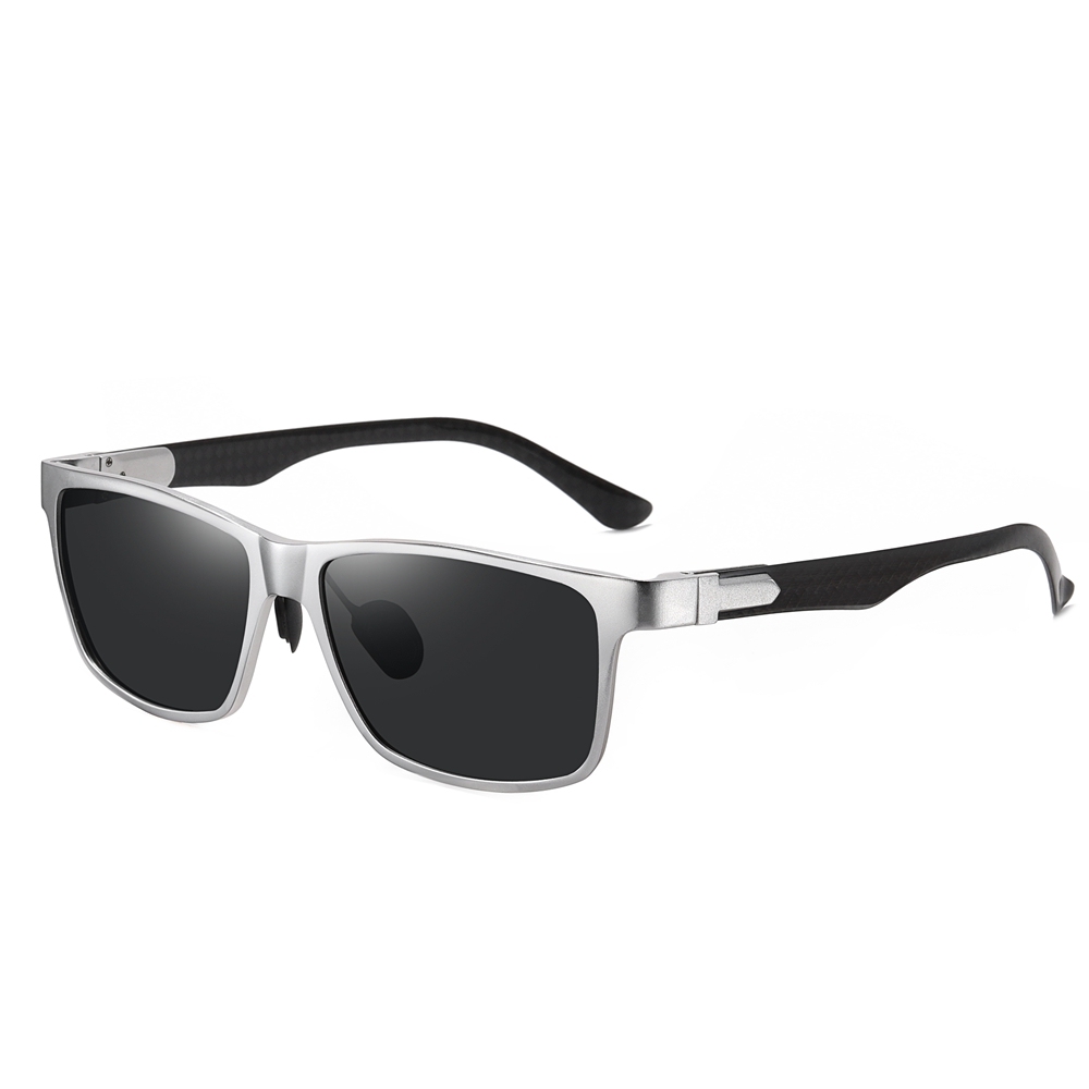 Custom Aluminum Classic Square Sunglasses for Business Men's Luxury Eyewear Manufacturer Polarized Wayfarer Sunglass with Carbon Fiber Temple