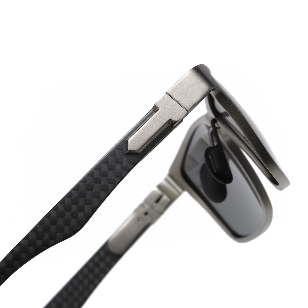 Custom Aluminum Classic Square Sunglasses for Business Men's Luxury Eyewear Manufacturer Polarized Wayfarer Sunglass with Carbon Fiber Temple