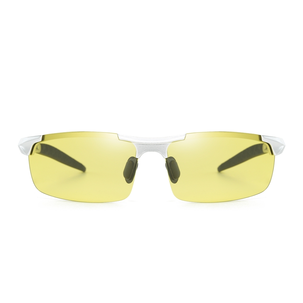 Customized Men's Aluminum Semi-rimless Photochromic Sports Sunglasses Anti-glare Light Adaptive Lenes for Day and Night Driving Glasses