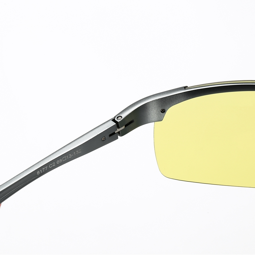 Customized Men's Aluminum Semi-rimless Photochromic Sports Sunglasses Anti-glare Light Adaptive Lenes for Day and Night Driving Glasses