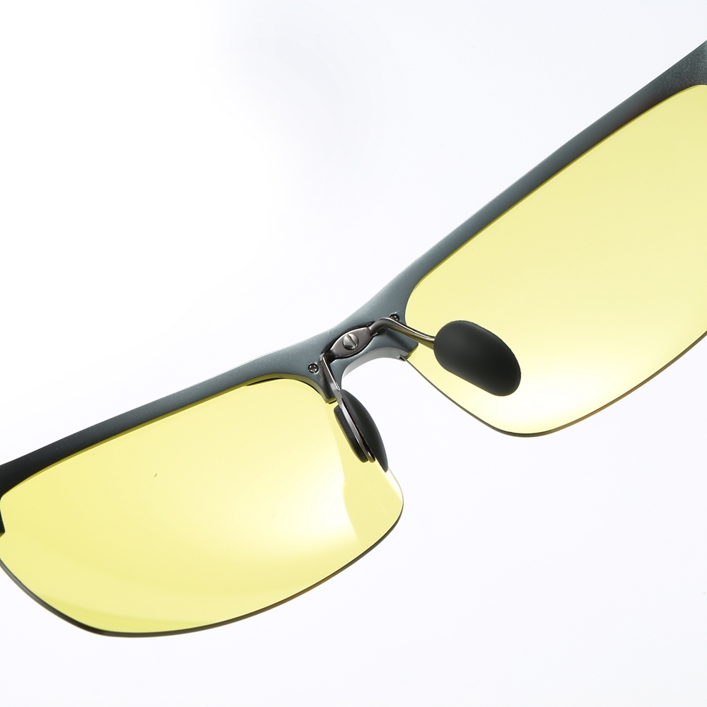 Customized Men's Aluminum Semi-rimless Photochromic Sports Sunglasses Anti-glare Light Adaptive Lenes for Day and Night Driving Glasses
