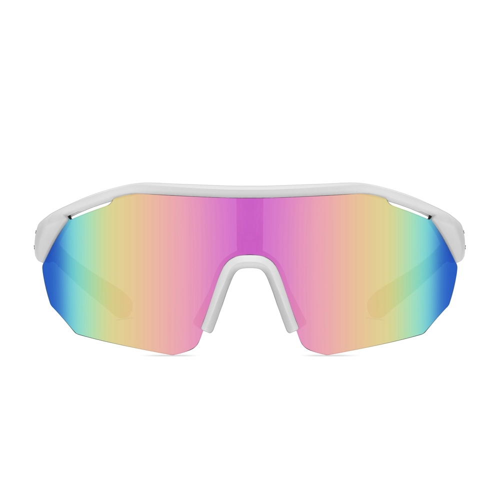 Women's Plastic Half Frame Wrap Sports Sunglasses for Men's Athletic Eyewear Wholesale Online Vented Mono Lens Large Shield Polarized Glasses