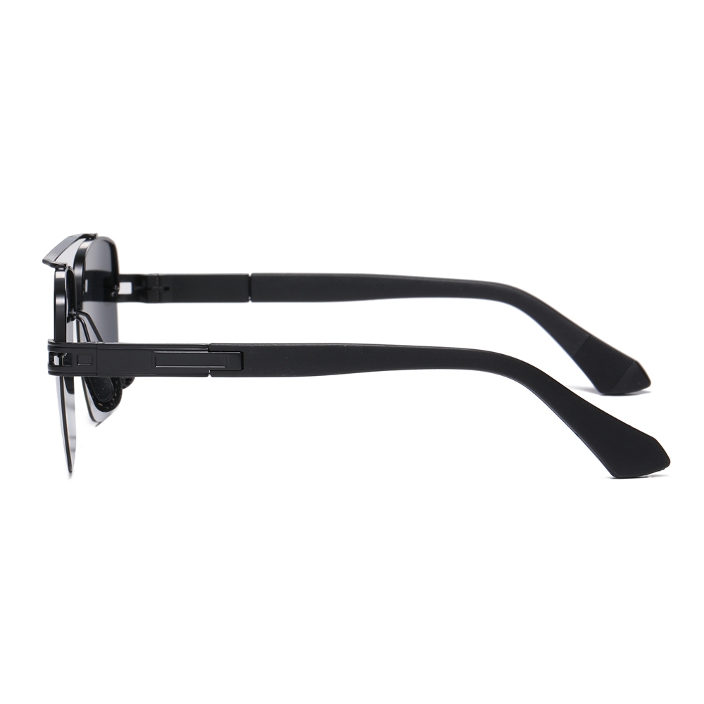 Men's Vintage Half Rim Square Sunglasses Factory Direct Wholesale China Retro Rectangle Metal Polarized Driving Glasses with Flexible Arms