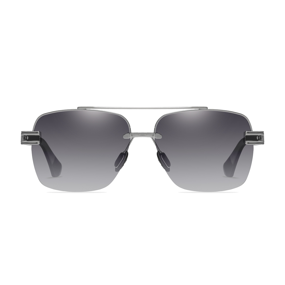 Men's Vintage Half Rim Square Sunglasses Factory Direct Wholesale China Retro Rectangle Metal Polarized Driving Glasses with Flexible Arms