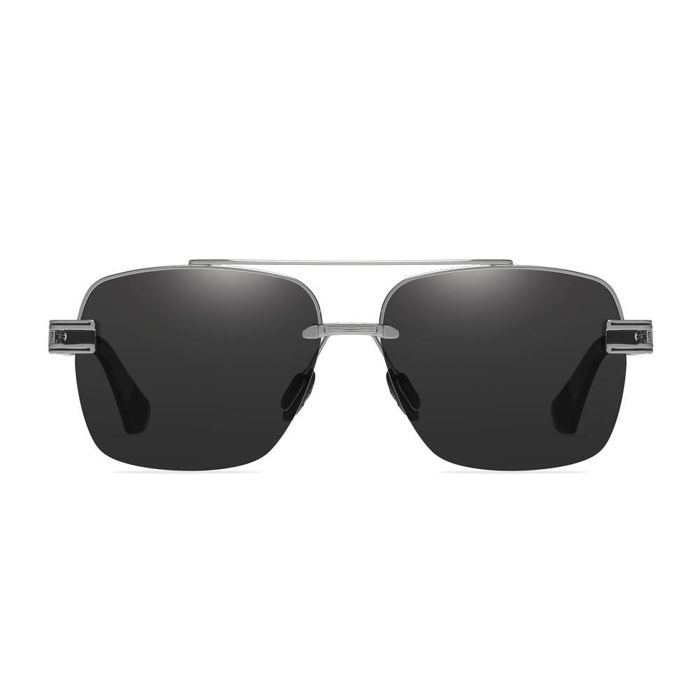 Men's Vintage Half Rim Square Sunglasses Factory Direct Wholesale China Retro Rectangle Metal Polarized Driving Glasses with Flexible Arms
