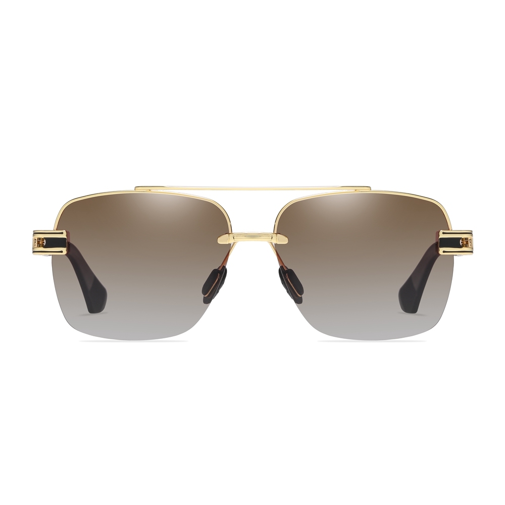 Men's Vintage Half Rim Square Sunglasses Factory Direct Wholesale China Retro Rectangle Metal Polarized Driving Glasses with Flexible Arms