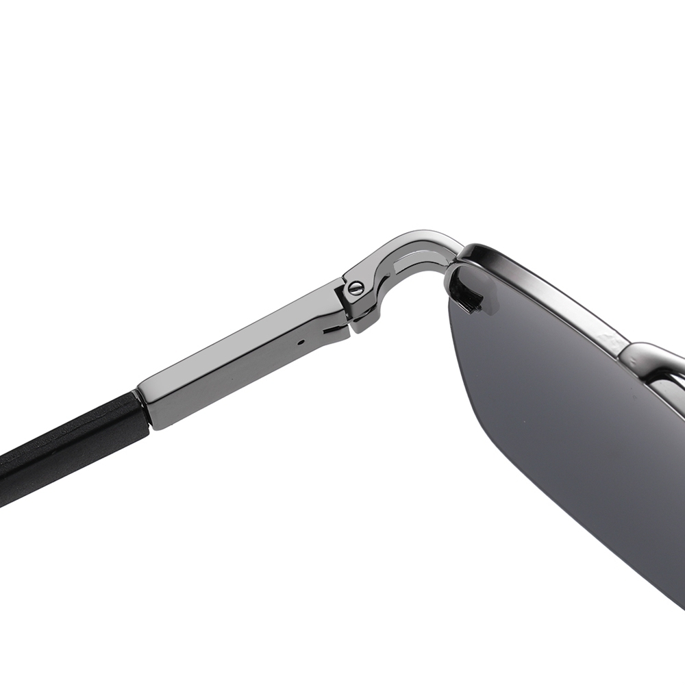 Men's Vintage Half Rim Square Sunglasses Factory Direct Wholesale China Retro Rectangle Metal Polarized Driving Glasses with Flexible Arms