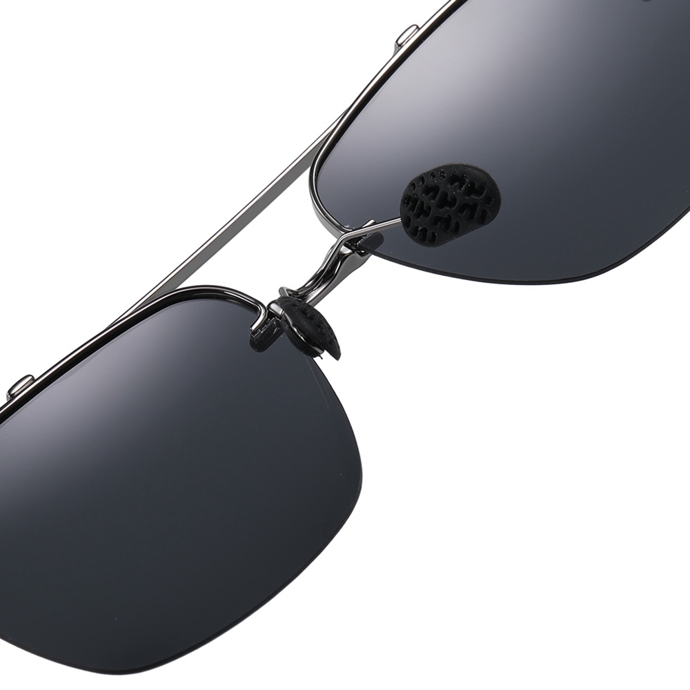 Men's Vintage Half Rim Square Sunglasses Factory Direct Wholesale China Retro Rectangle Metal Polarized Driving Glasses with Flexible Arms