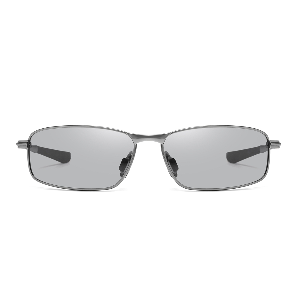 Durable Narrow Rectangular Metal Sunglasses with Straight Arms UV400 Polarized Casual Shades for Men's Sporty Look Eyewear Wholesale China