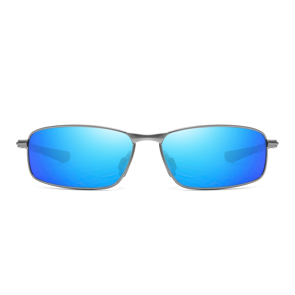 Durable Narrow Rectangular Metal Sunglasses with Straight Arms UV400 Polarized Casual Shades for Men's Sporty Look Eyewear Wholesale China