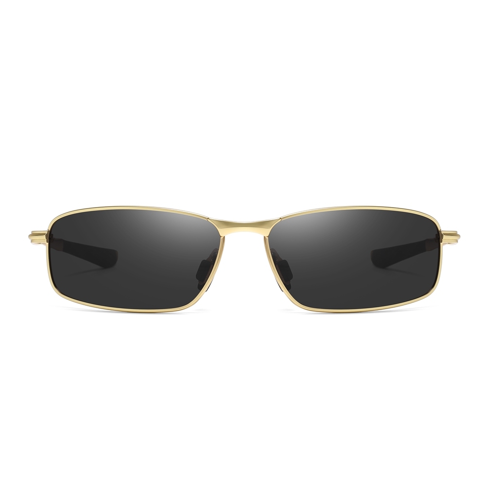 Durable Narrow Rectangular Metal Sunglasses with Straight Arms UV400 Polarized Casual Shades for Men's Sporty Look Eyewear Wholesale China