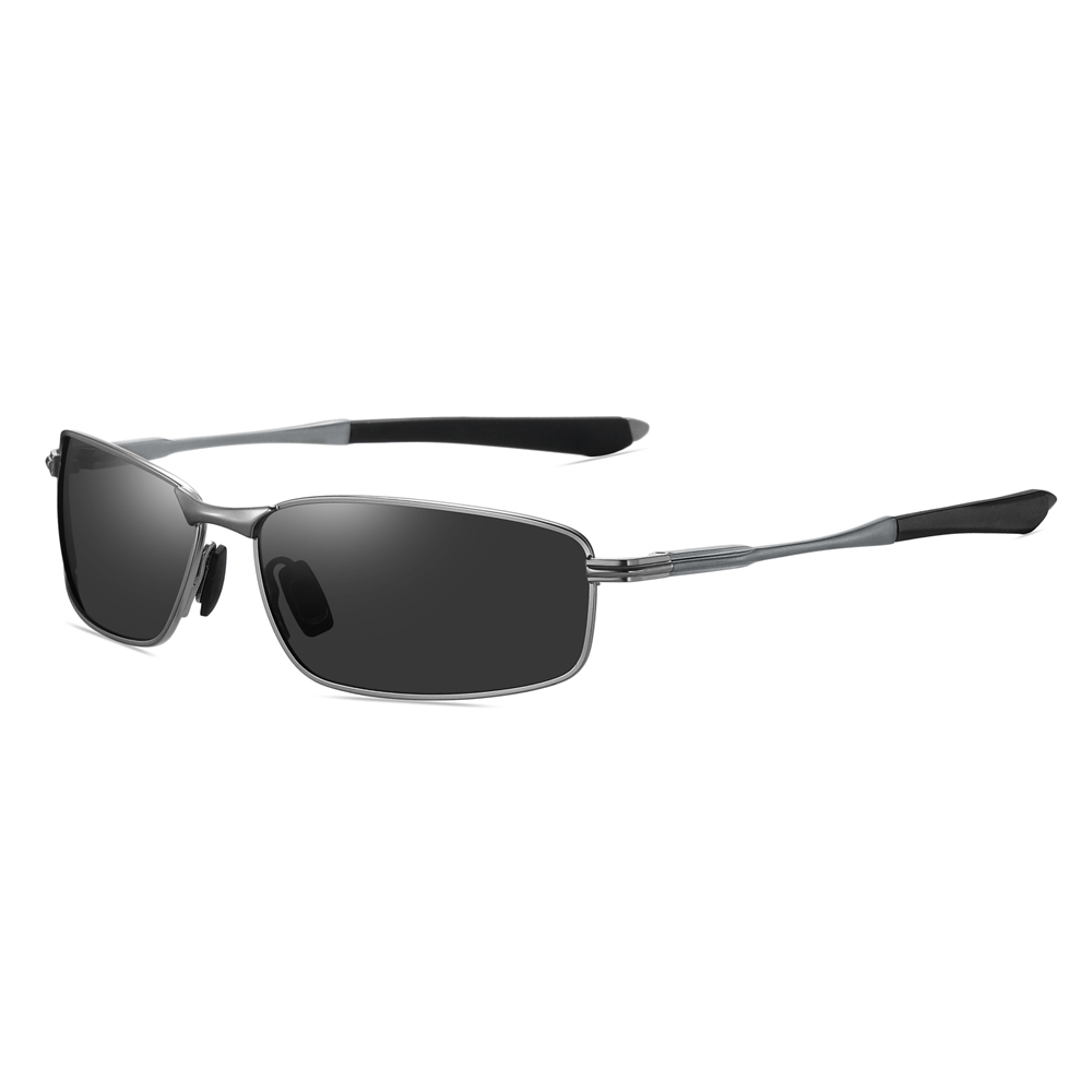 Durable Narrow Rectangular Metal Sunglasses with Straight Arms UV400 Polarized Casual Shades for Men's Sporty Look Eyewear Wholesale China