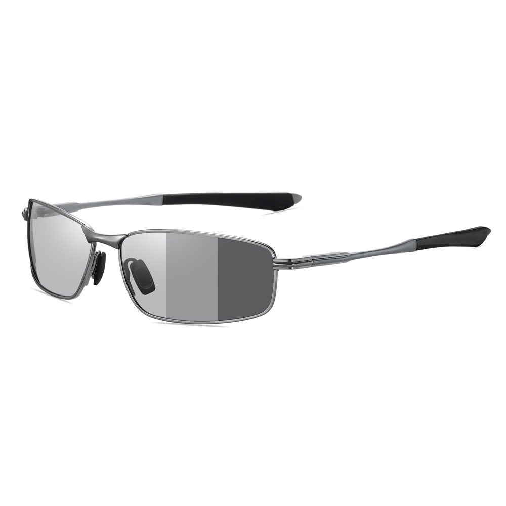 Durable Narrow Rectangular Metal Sunglasses with Straight Arms UV400 Polarized Casual Shades for Men's Sporty Look Eyewear Wholesale China