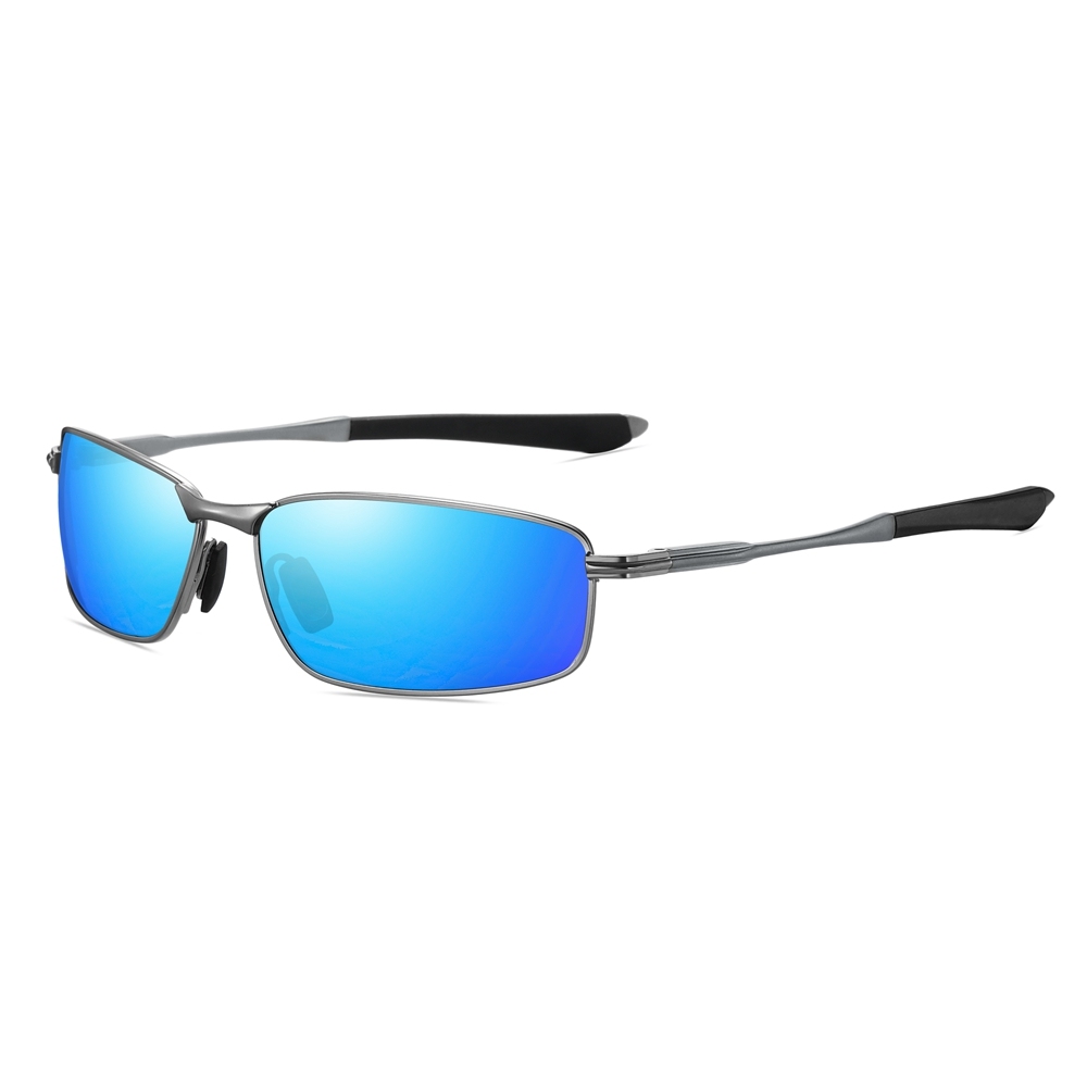 Durable Narrow Rectangular Metal Sunglasses with Straight Arms UV400 Polarized Casual Shades for Men's Sporty Look Eyewear Wholesale China