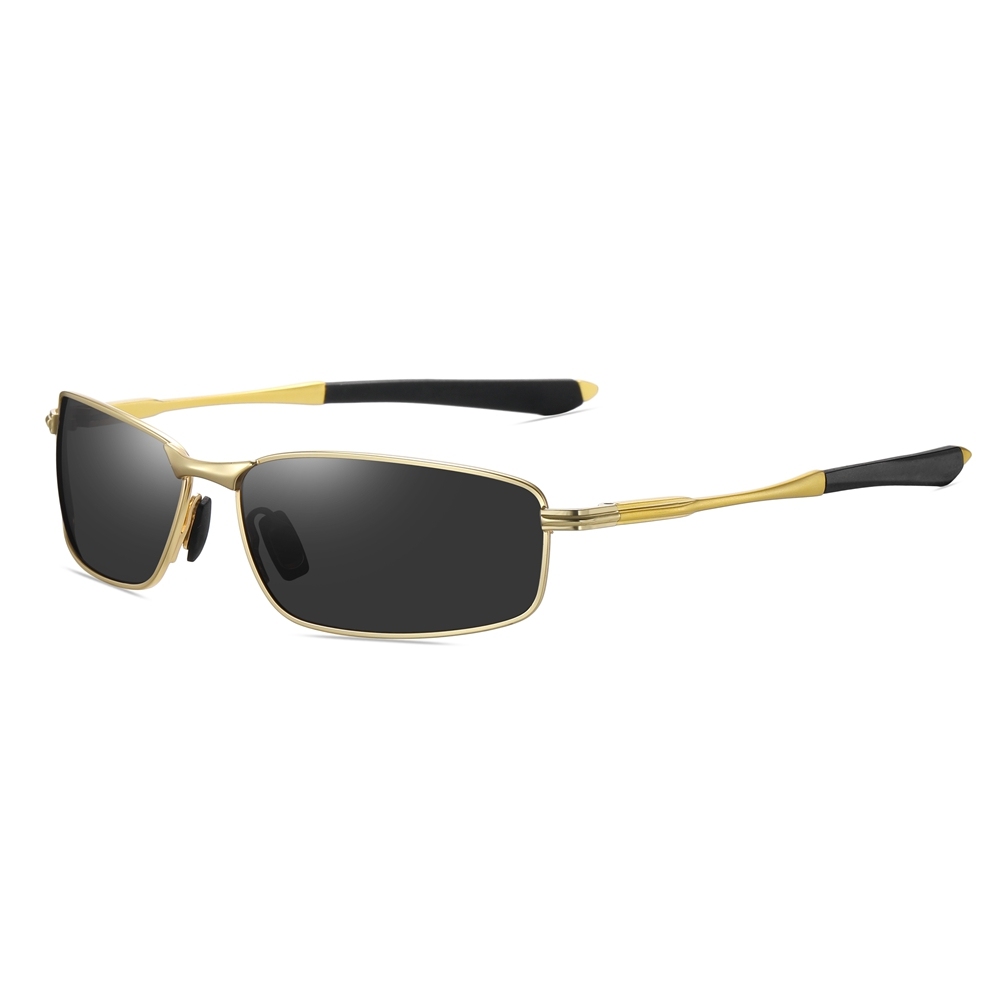 Durable Narrow Rectangular Metal Sunglasses with Straight Arms UV400 Polarized Casual Shades for Men's Sporty Look Eyewear Wholesale China