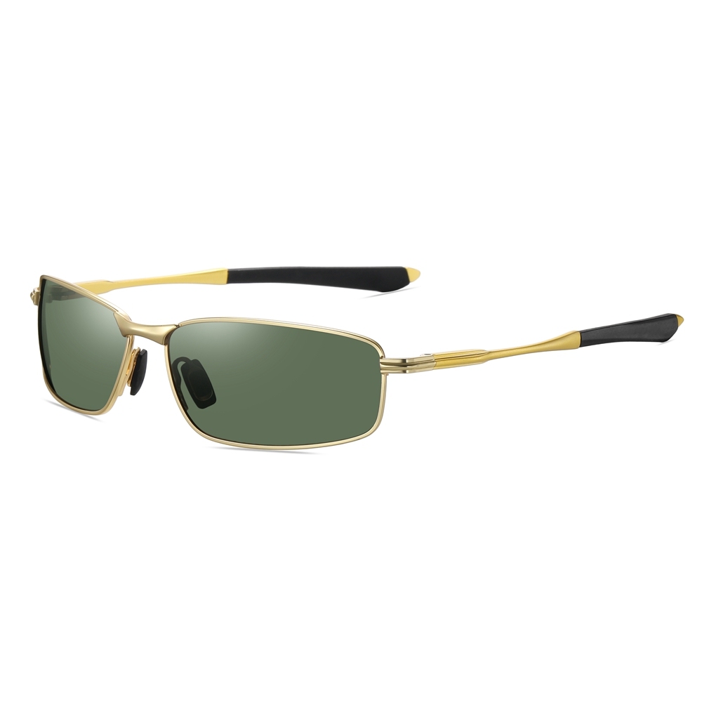Durable Narrow Rectangular Metal Sunglasses with Straight Arms UV400 Polarized Casual Shades for Men's Sporty Look Eyewear Wholesale China