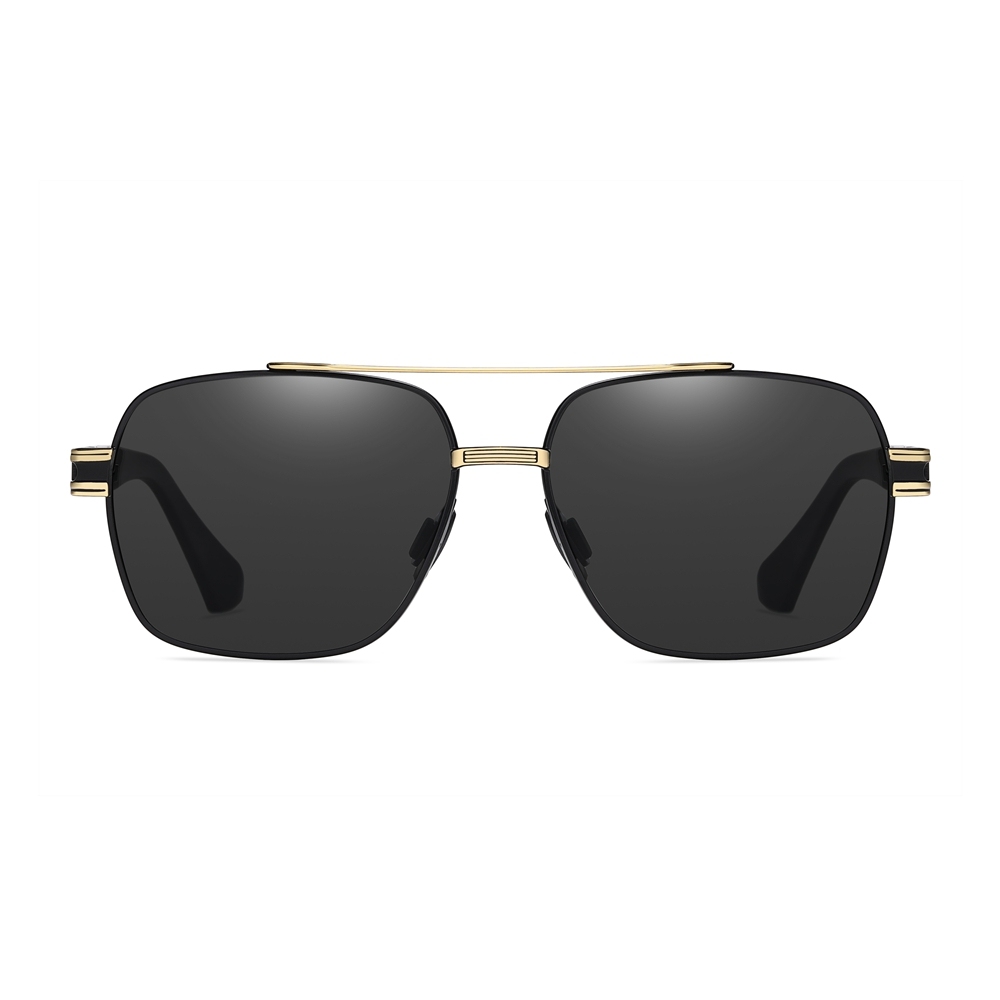Vintage Double Bridge Square Sunglasses Metal Frame with Flexible Temples Retro Shades for Men's Polarized Driving Glasses Wholesale Bulk