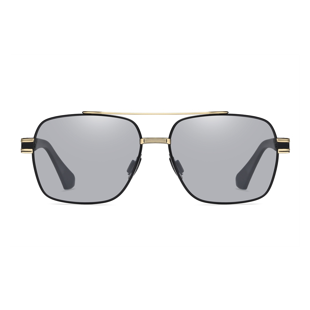 Vintage Double Bridge Square Sunglasses Metal Frame with Flexible Temples Retro Shades for Men's Polarized Driving Glasses Wholesale Bulk