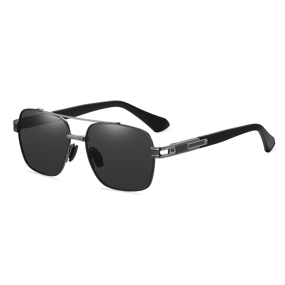 Vintage Double Bridge Square Sunglasses Metal Frame with Flexible Temples Retro Shades for Men's Polarized Driving Glasses Wholesale Bulk