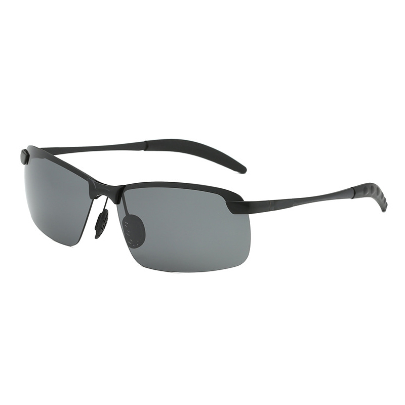 Cheap Custom Men's Classic Semi Rimless Rectangle Polarized Shades for Driving Sunglasses with Logo Metallic Sporty Eyewear Wholesale Online