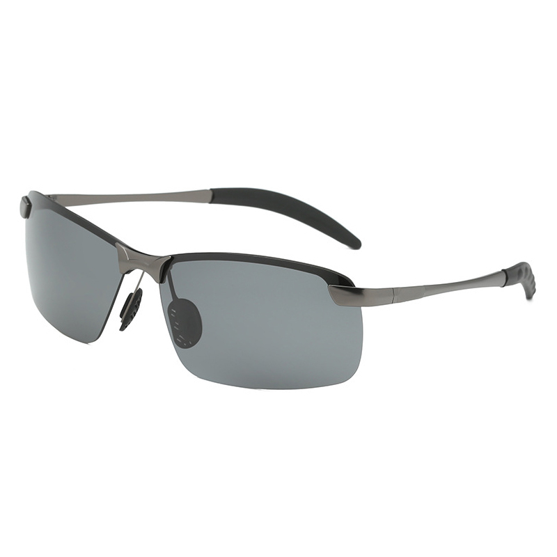 Cheap Custom Men's Classic Semi Rimless Rectangle Polarized Shades for Driving Sunglasses with Logo Metallic Sporty Eyewear Wholesale Online