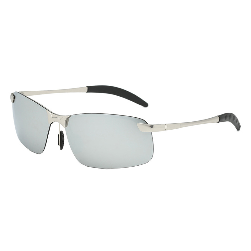 Cheap Custom Men's Classic Semi Rimless Rectangle Polarized Shades for Driving Sunglasses with Logo Metallic Sporty Eyewear Wholesale Online