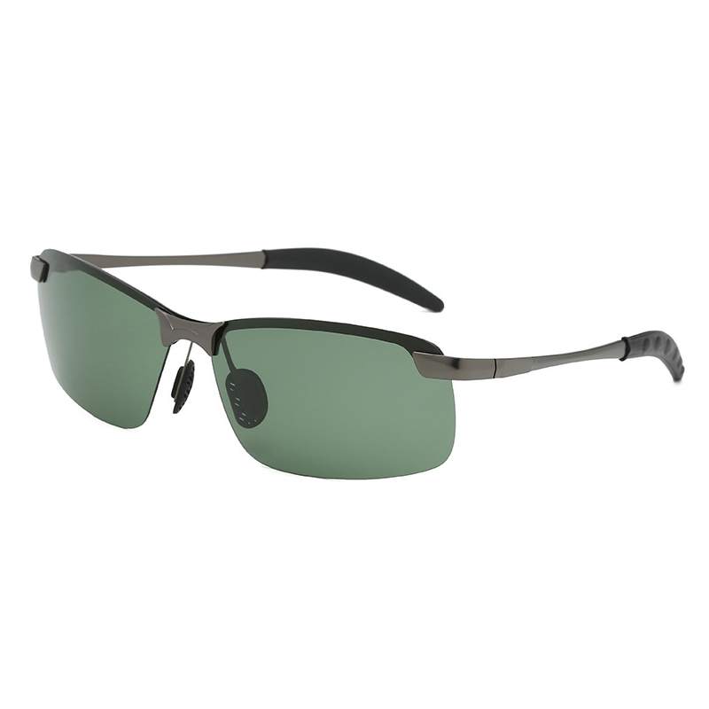 Cheap Custom Men's Classic Semi Rimless Rectangle Polarized Shades for Driving Sunglasses with Logo Metallic Sporty Eyewear Wholesale Online