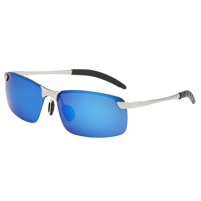 Cheap Custom Men's Classic Semi Rimless Rectangle Polarized Shades for Driving Sunglasses with Logo Metallic Sporty Eyewear Wholesale Online