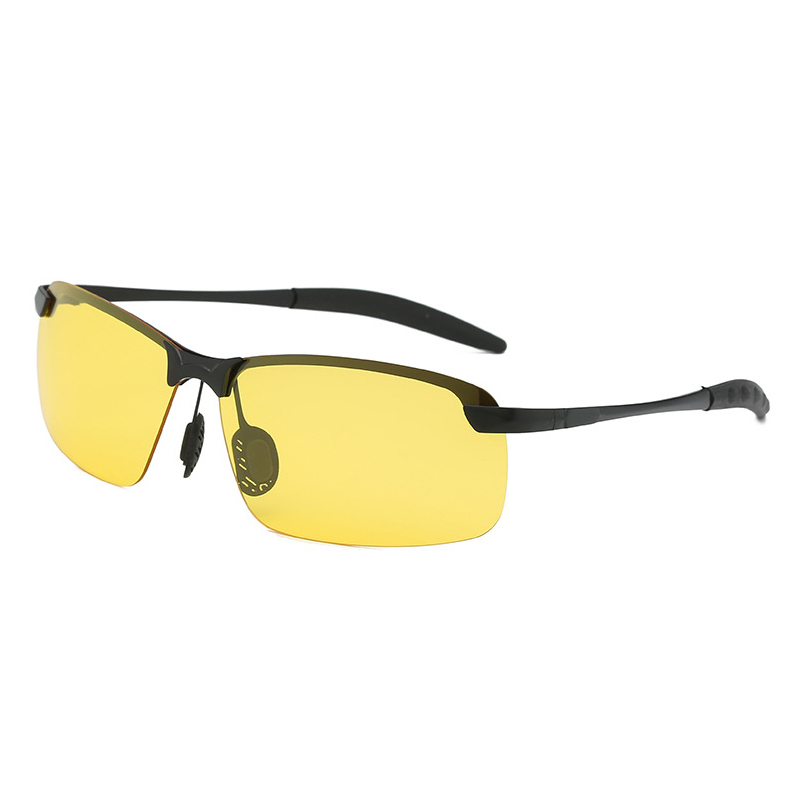 Cheap Custom Men's Classic Semi Rimless Rectangle Polarized Shades for Driving Sunglasses with Logo Metallic Sporty Eyewear Wholesale Online