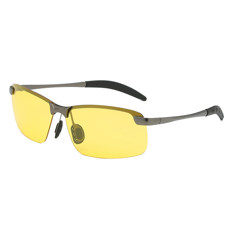 Cheap Custom Men's Classic Semi Rimless Rectangle Polarized Shades for Driving Sunglasses with Logo Metallic Sporty Eyewear Wholesale Online