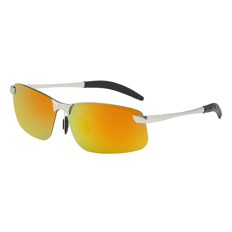 Cheap Custom Men's Classic Semi Rimless Rectangle Polarized Shades for Driving Sunglasses with Logo Metallic Sporty Eyewear Wholesale Online