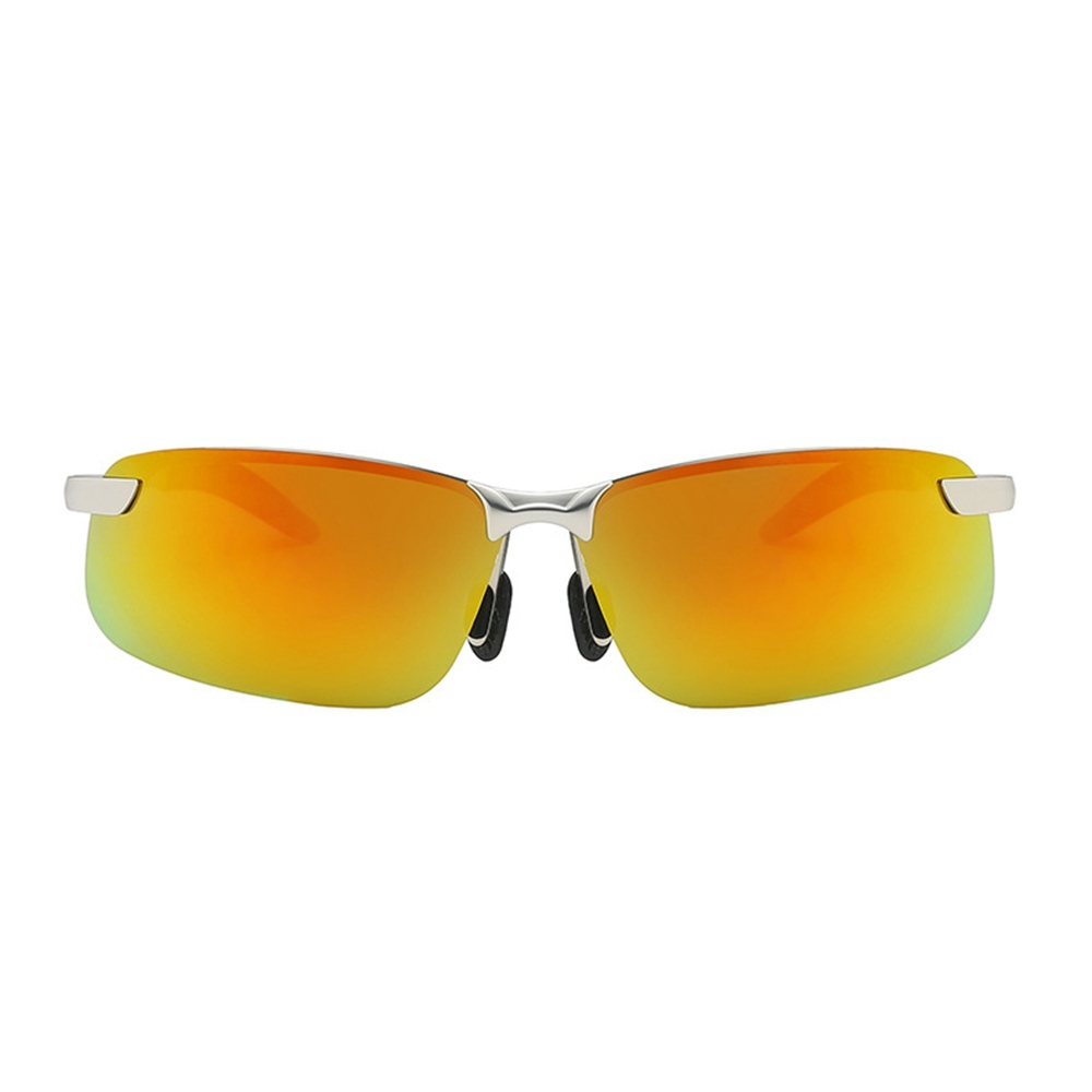 Cheap Custom Men's Classic Semi Rimless Rectangle Polarized Shades for Driving Sunglasses with Logo Metallic Sporty Eyewear Wholesale Online