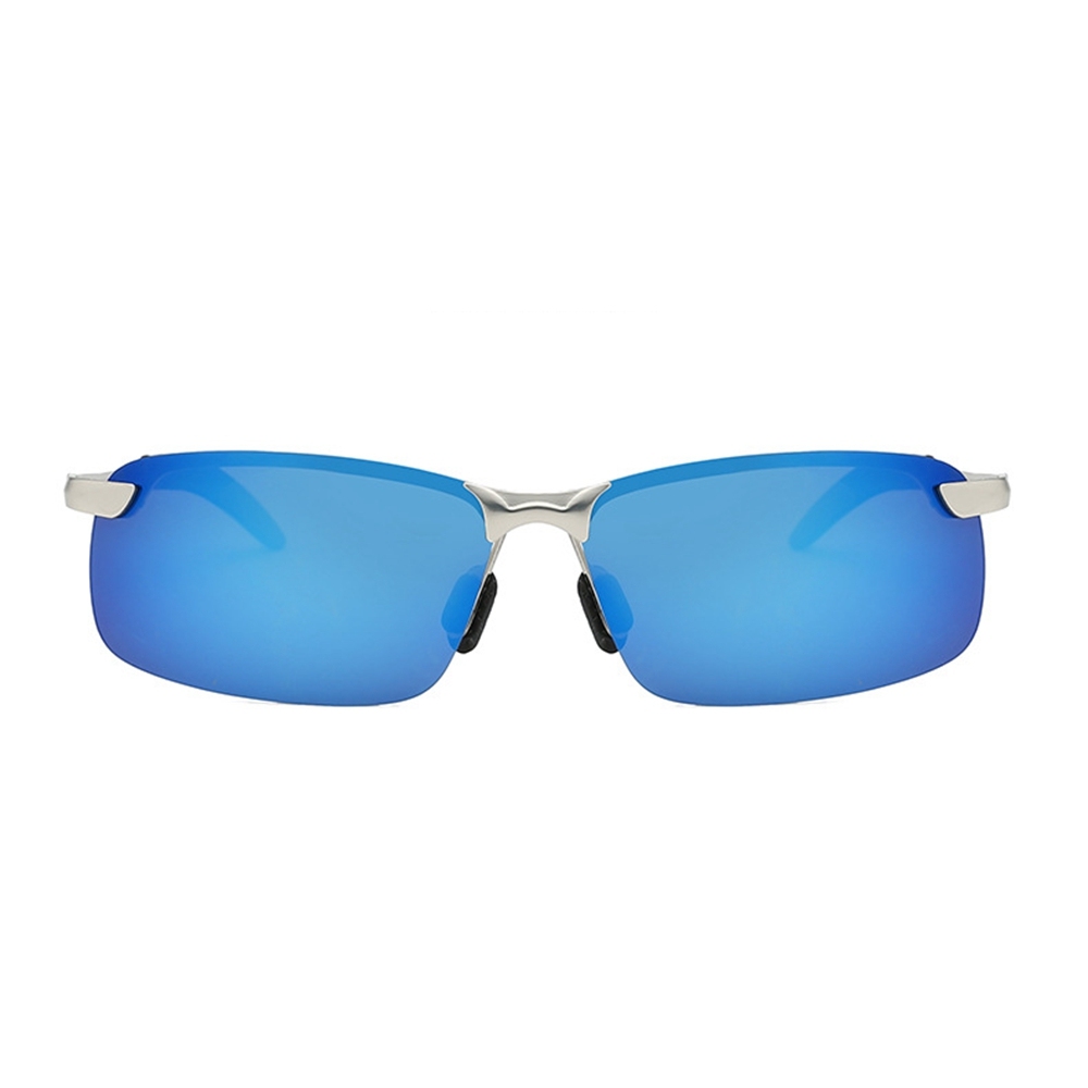 Cheap Custom Men's Classic Semi Rimless Rectangle Polarized Shades for Driving Sunglasses with Logo Metallic Sporty Eyewear Wholesale Online