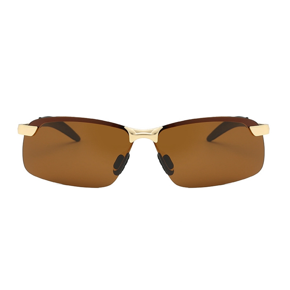 Cheap Custom Men's Classic Semi Rimless Rectangle Polarized Shades for Driving Sunglasses with Logo Metallic Sporty Eyewear Wholesale Online