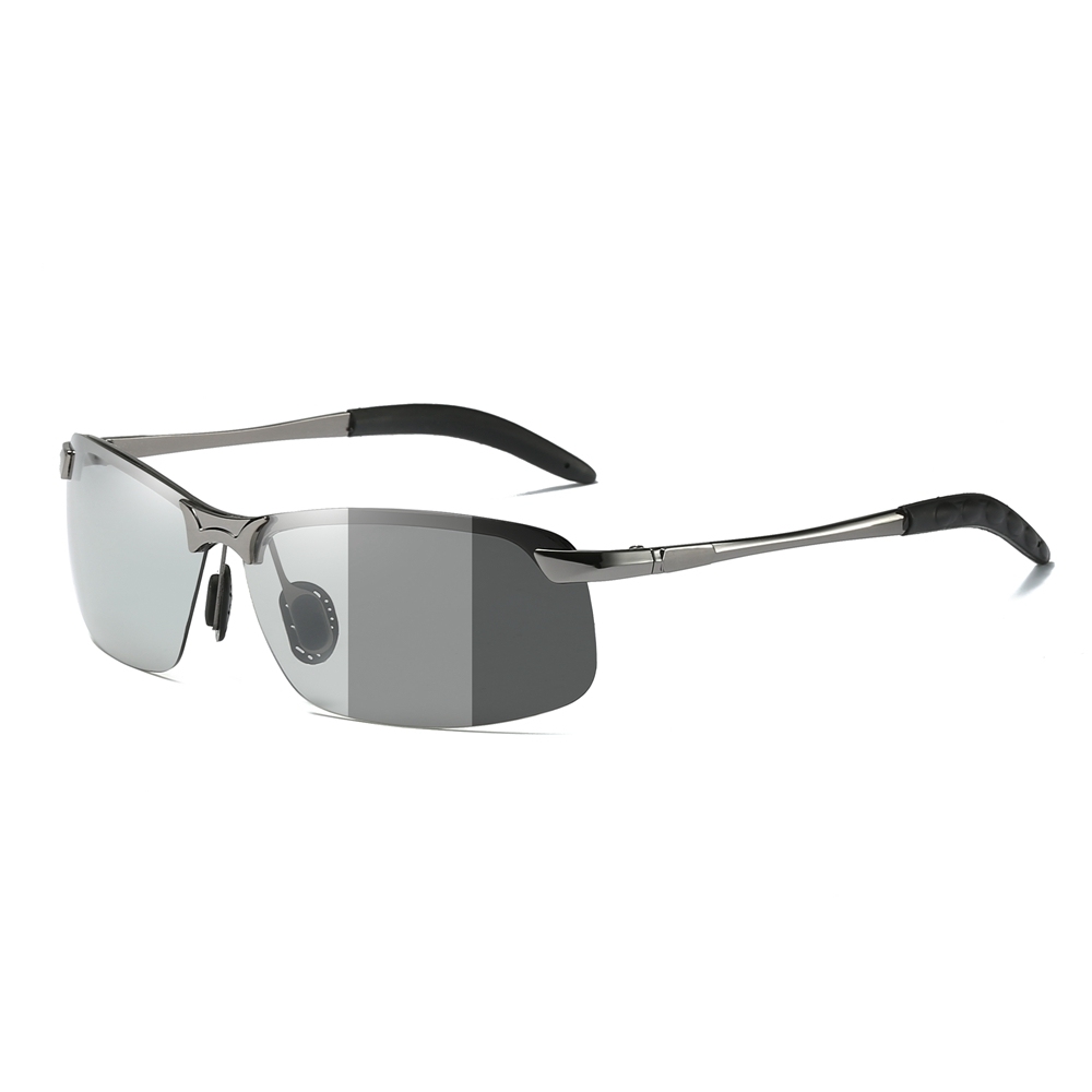 Cheap Custom Men's Classic Semi Rimless Rectangle Polarized Shades for Driving Sunglasses with Logo Metallic Sporty Eyewear Wholesale Online