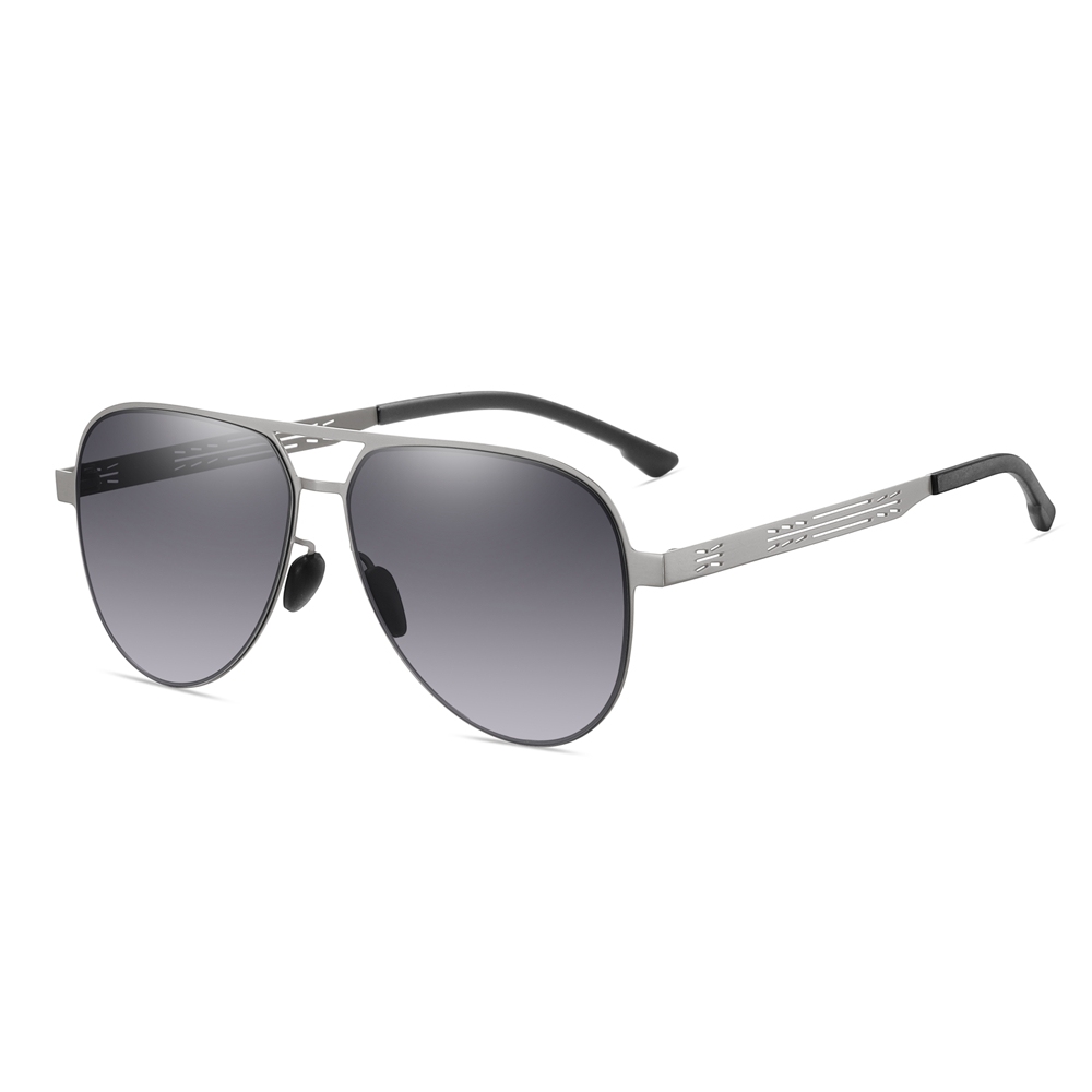 Custom Men's Stylish Stainless Steel Aviator Sunglasses with Unique Cut-out Temple Detailing UV Protection Sun Glasses Vendors Wholesale Online
