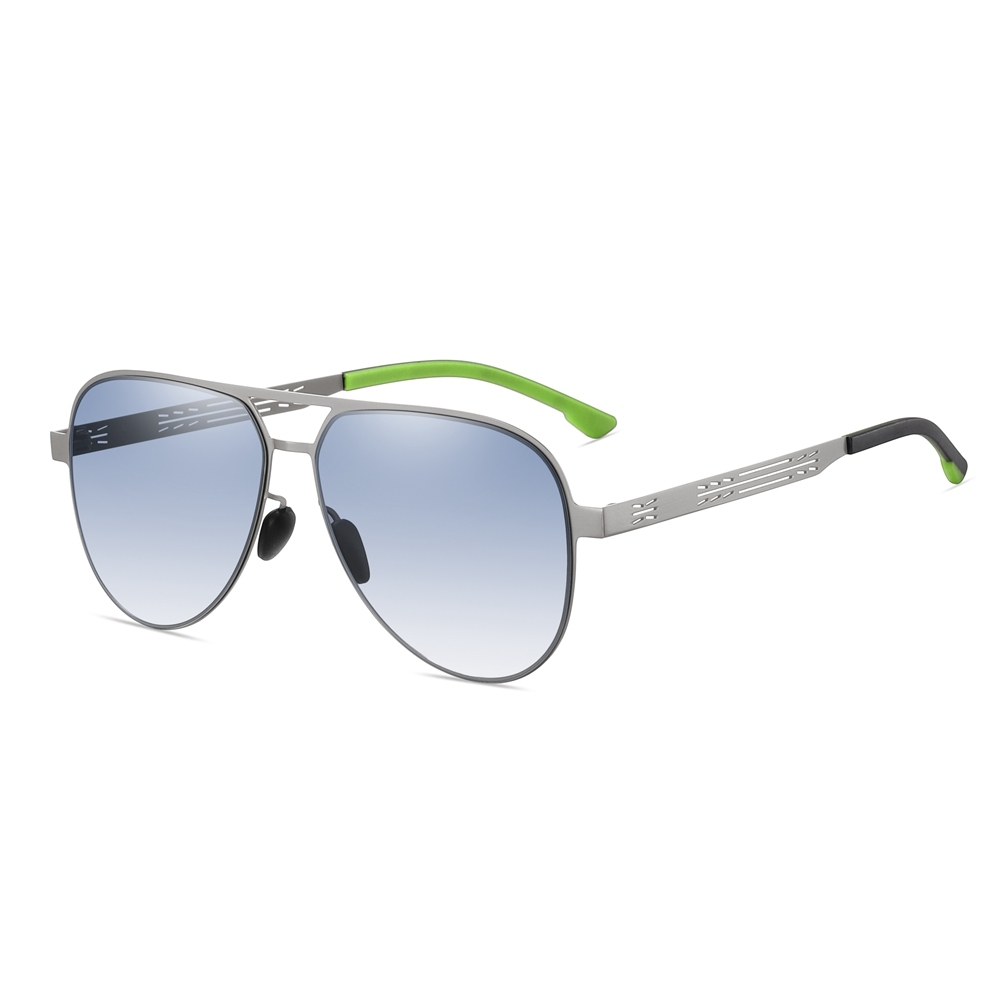 Custom Men's Stylish Stainless Steel Aviator Sunglasses with Unique Cut-out Temple Detailing UV Protection Sun Glasses Vendors Wholesale Online