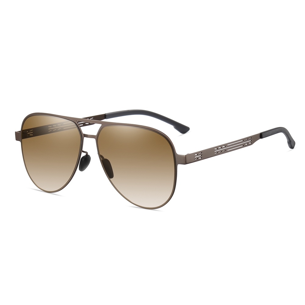 Custom Men's Stylish Stainless Steel Aviator Sunglasses with Unique Cut-out Temple Detailing UV Protection Sun Glasses Vendors Wholesale Online