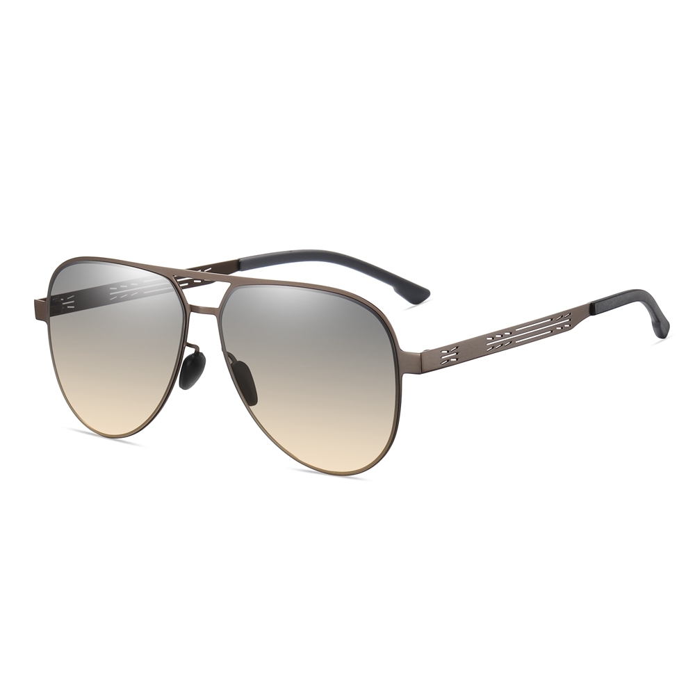 Custom Men's Stylish Stainless Steel Aviator Sunglasses with Unique Cut-out Temple Detailing UV Protection Sun Glasses Vendors Wholesale Online