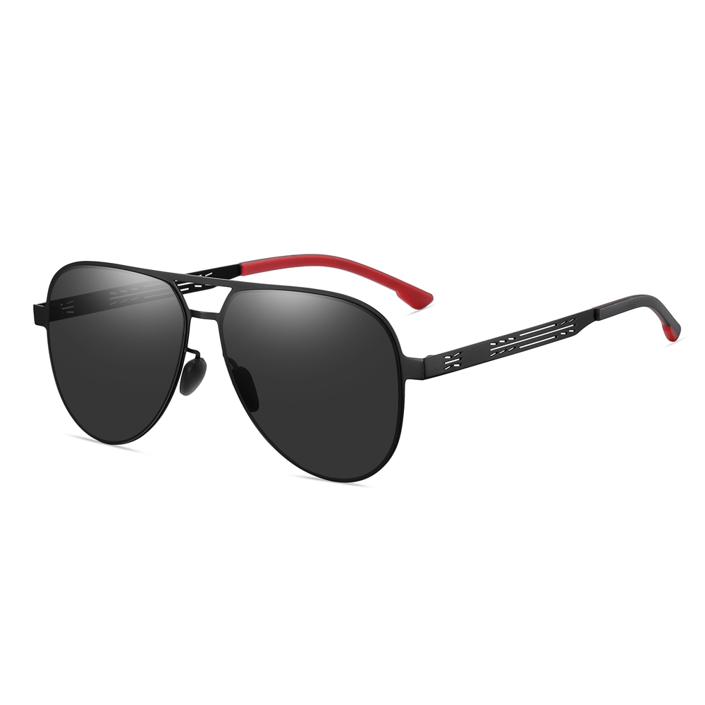 Custom Men's Stylish Stainless Steel Aviator Sunglasses with Unique Cut-out Temple Detailing UV Protection Sun Glasses Vendors Wholesale Online