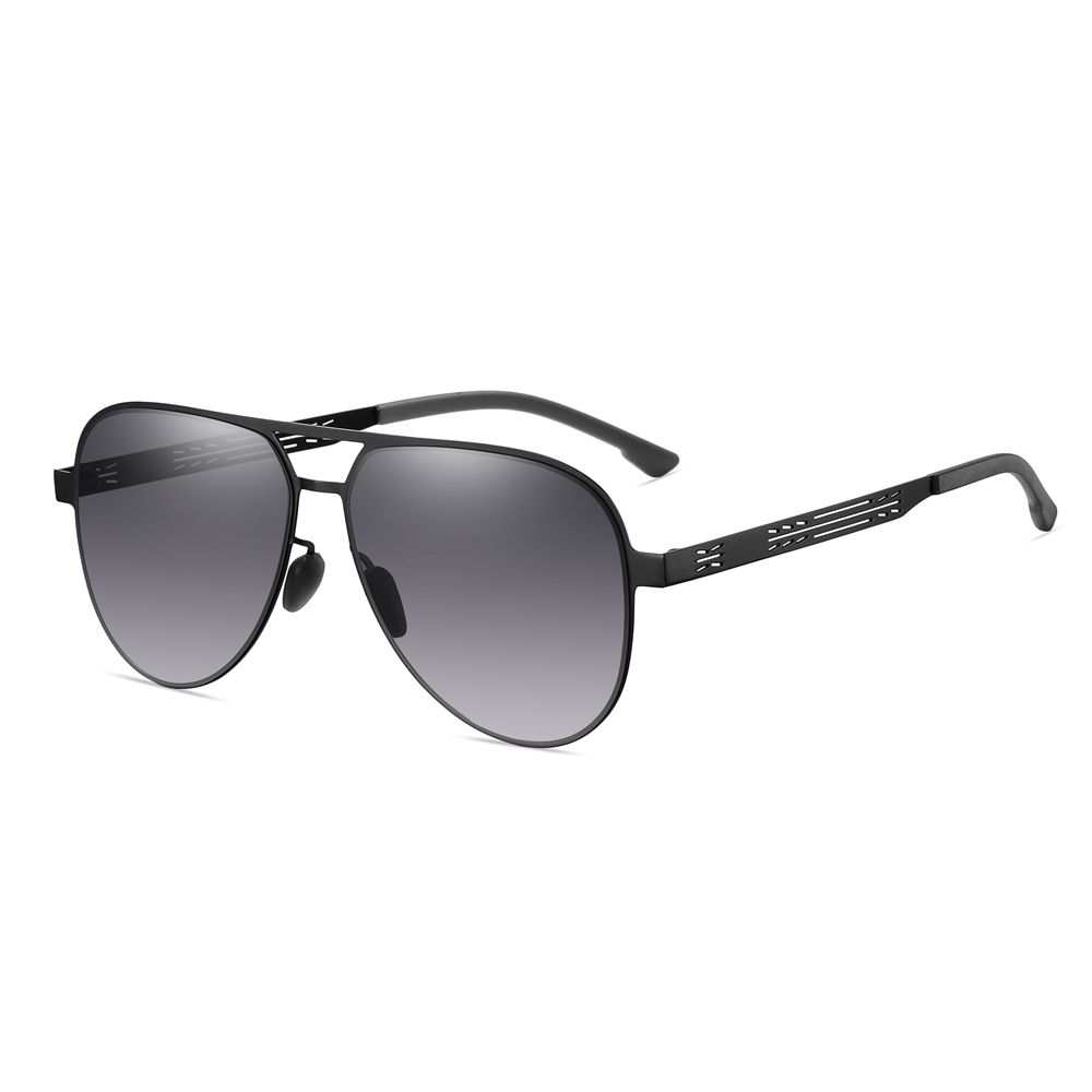 Custom Men's Stylish Stainless Steel Aviator Sunglasses with Unique Cut-out Temple Detailing UV Protection Sun Glasses Vendors Wholesale Online