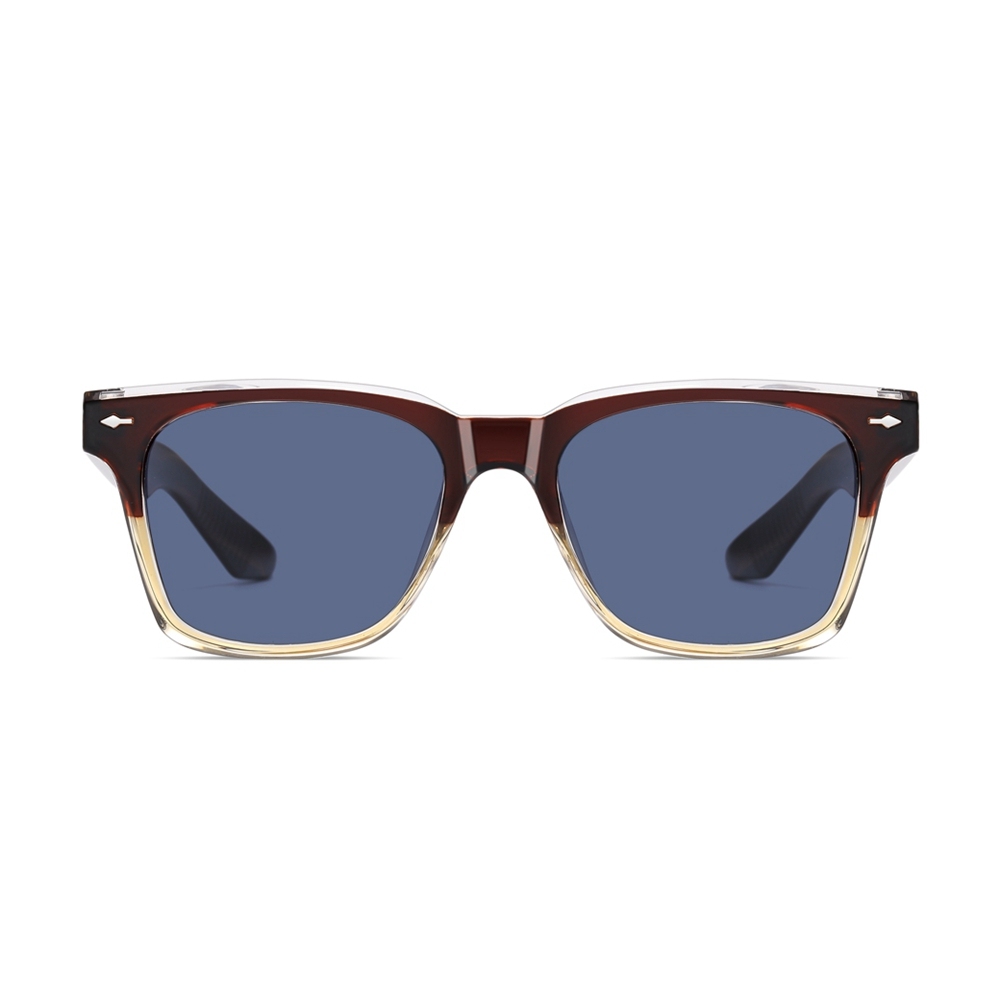 Custom Men's TR90 Horn Rimmed Sunglasses with Metal Rivets & Acetate Temples for Ladies Versatile Square Polarized Sun Glasses Wholesale Online