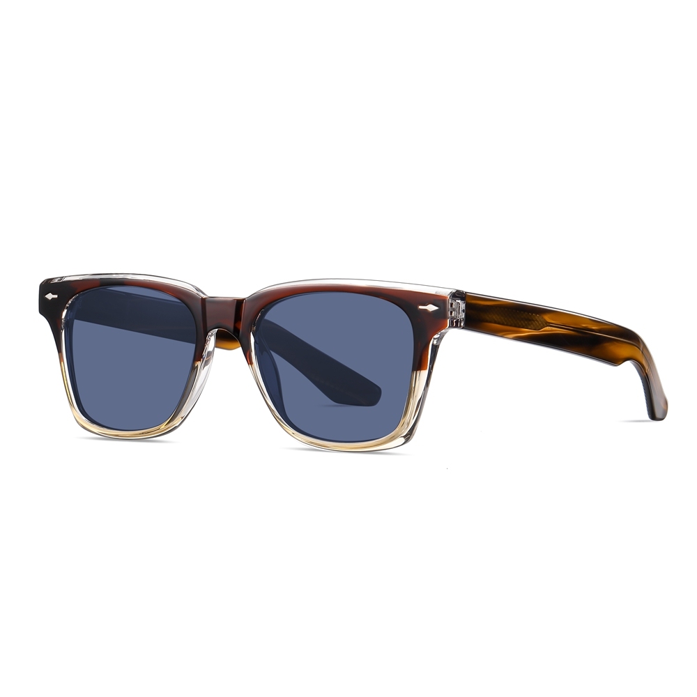 Custom Men's TR90 Horn Rimmed Sunglasses with Metal Rivets & Acetate Temples for Ladies Versatile Square Polarized Sun Glasses Wholesale Online