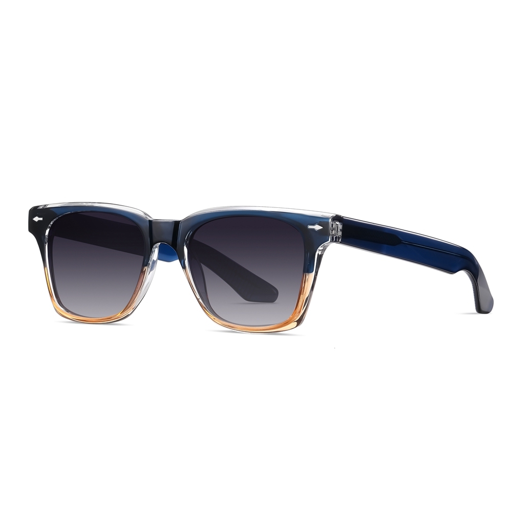 Custom Men's TR90 Horn Rimmed Sunglasses with Metal Rivets & Acetate Temples for Ladies Versatile Square Polarized Sun Glasses Wholesale Online