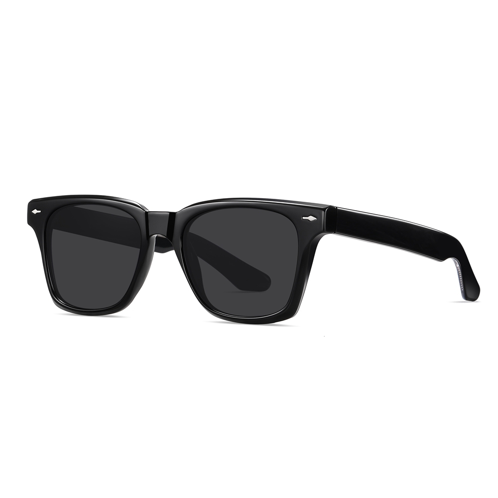 Custom Men's TR90 Horn Rimmed Sunglasses with Metal Rivets & Acetate Temples for Ladies Versatile Square Polarized Sun Glasses Wholesale Online