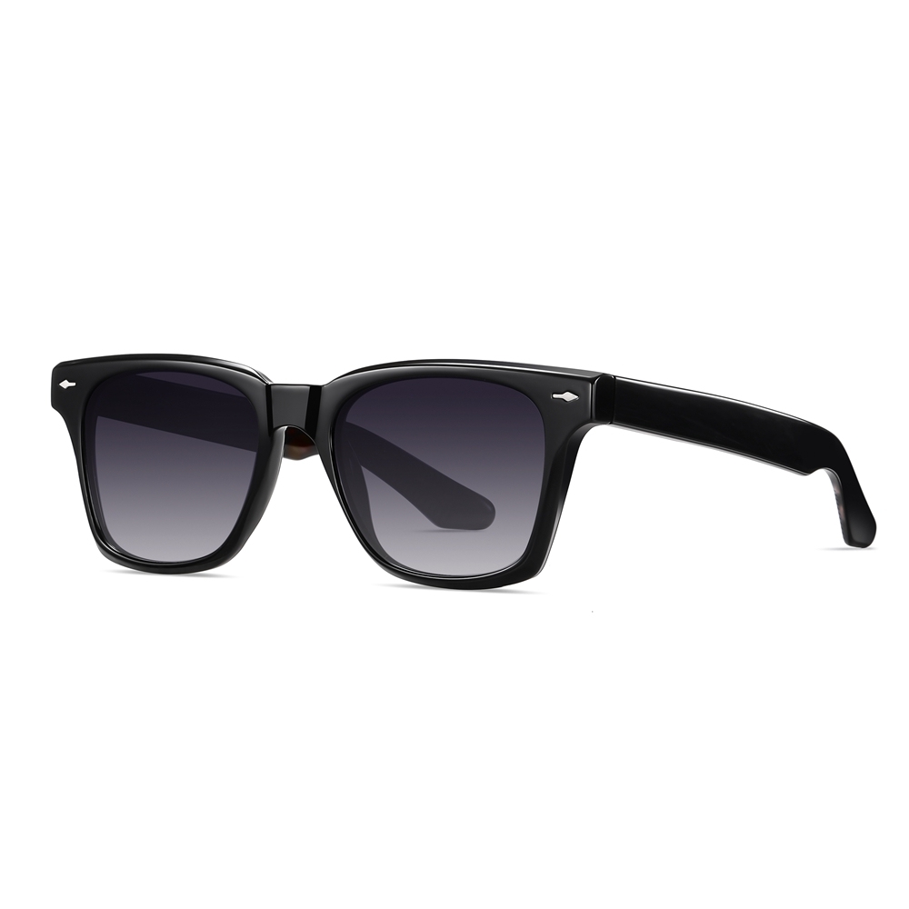 Custom Men's TR90 Horn Rimmed Sunglasses with Metal Rivets & Acetate Temples for Ladies Versatile Square Polarized Sun Glasses Wholesale Online