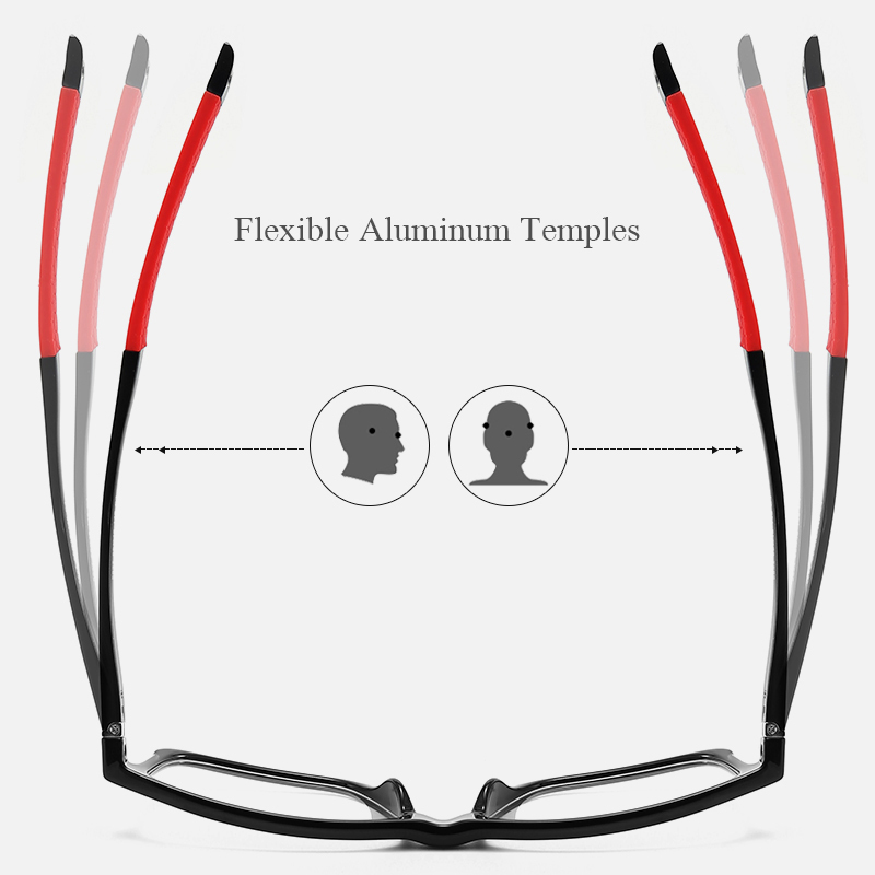 Custom Made Men's TR90 Sports Eyeglasses with Aluminum Straight Temples Square Optical Frames for Prescription Glasses Wholesale Online